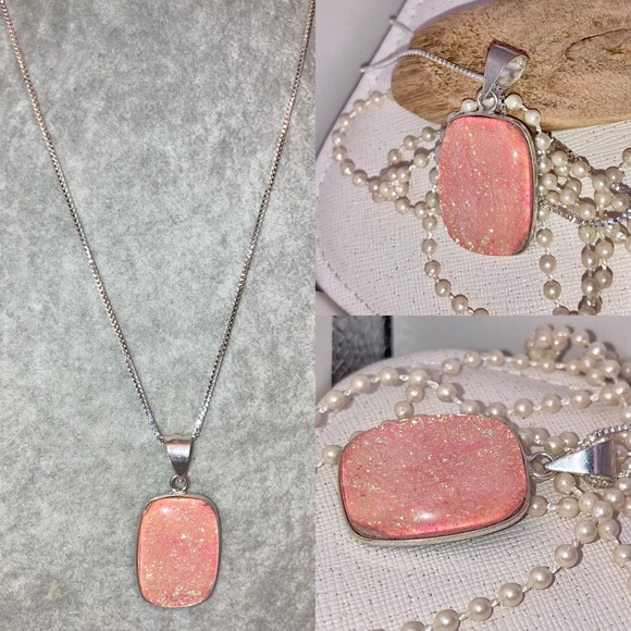 Triplet Fire Opal Gemstone Handmade Pendant Necklace - Picture 5 of 7